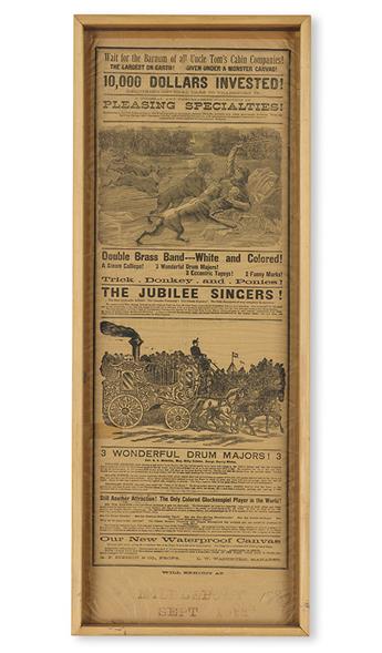 (MUSIC--MINSTRELSY.) Stetsons Big Spectacular Uncle Toms Cabin Company. Large, double-sided theatrical broadside.